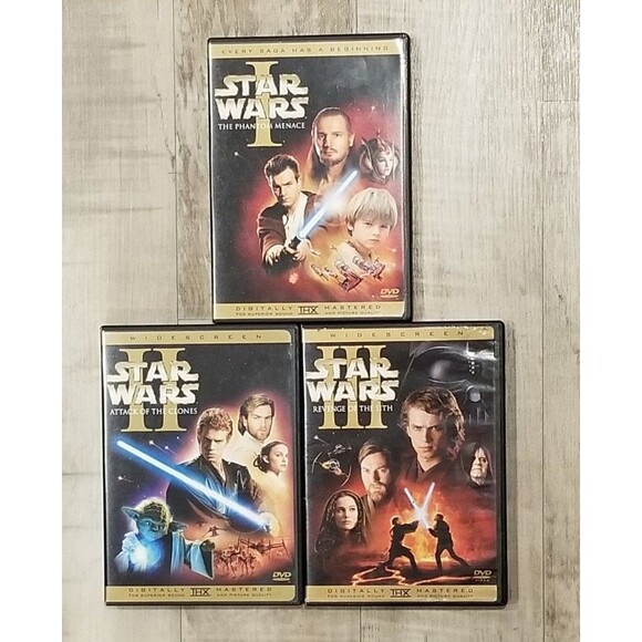 DVD Lot Of 3 Star Wars Prequel Trilogy Phantom Menace Attack Of The Clones Sith - Picture 1 of 2